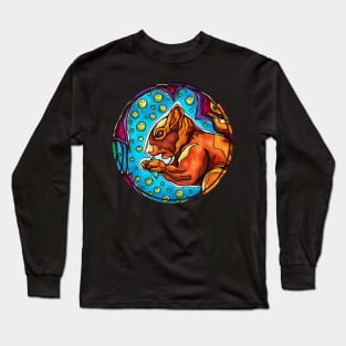 Red squirrel stealing a blue crypto diamond Long Sleeve T-Shirt